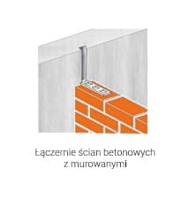 Kotwa i korek - łączenie ścian betonowych z murowanymi - schemat